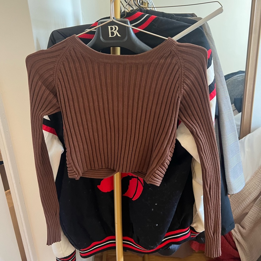 Brown beginning boutique crop top